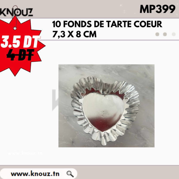 10 FONDS DE TARTE CŒUR 7.3 X 8 CM