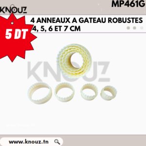4 ANNEAUX A GATEAU ROBUSTES 4, 5, 6 ET 7 CM